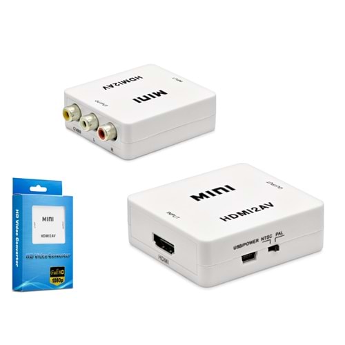 HADRON HDX1281 HDMI Dişi to AV Görüntü Dönüştürücü 1080p - Beyaz
