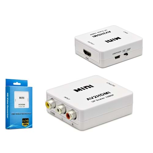 HADRON HDX1282 AV Dişi to HDMI Dişi Görüntü Dönüştürücü 1080p Full HD - Beyaz