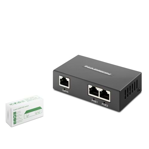 HADRON HDX1353 PoE Switch 2 Port 10/100 Mbps 1 Uplink Siyah