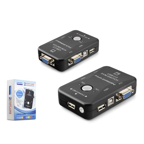 HADRON HDX1360 VGA USB KVM Switch 2 Port VGA 4 Port USB - Siyah