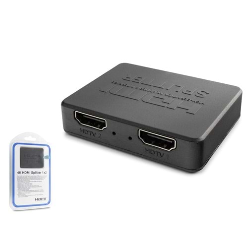 HADRON HDX1371 HDMI Splitter 4K 1 In 2 Out USB Güç Kablolu - Siyah
