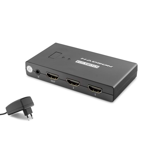 HADRON HDX1373 HDMI USB KVM Switch 2 Port HDMI 4 Port USB Dahili Kablolu - Siyah