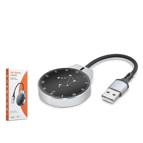 HADRON HDX1393 Kablosuz CarPlay Android Auto Adaptörü Bluetooth 5.0 5 GHz WiFi USB - Siyah