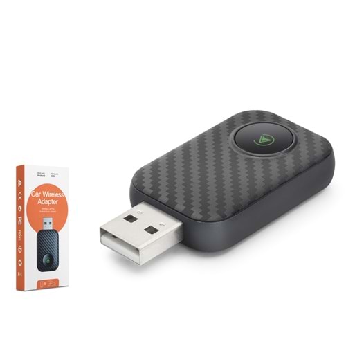 HADRON HDX1394 Kablosuz CarPlay Android Auto Adaptörü Bluetooth 5.0 5 GHz WiFi USB - Siyah