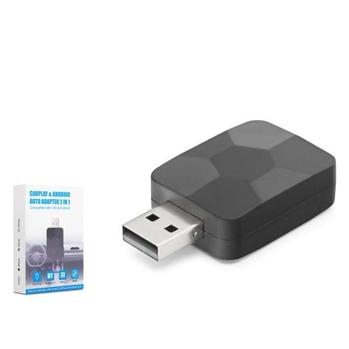 HADRON HDX1395 Kablosuz CarPlay Android Auto Adaptörü Bluetooth 5.0 5 GHz WiFi USB - Siyah