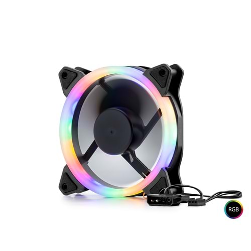 HADRON HDX1522 Kasa Fanı Dış Halka RGB 120 mm Siyah