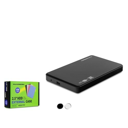 HADRON HDX1757 2.5 İnç SATA HDD/SSD Harici Disk Kutusu USB 2.0 - Siyah Beyaz
