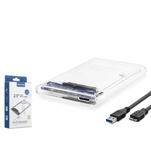 HADRON HDX1760 2.5 İnç SATA HDD/SSD Harici Disk Kutusu USB 3.0 - Şeffaf