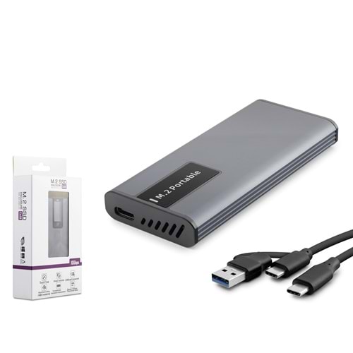 HADRON HDX1781 M.2 NVMe/NGFF Harici SSD Kutusu USB/Type-C 10 Gbps Çift Arabirim RGB Alüminyum - Gri