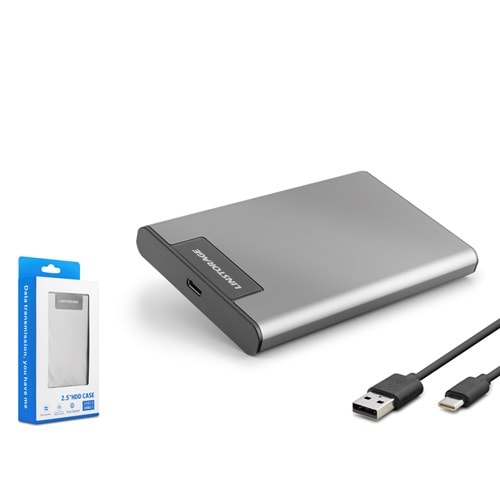 HADRON HDX1782 2.5 İnç SATA HDD/SSD Harici Disk Kutusu USB 3.0 Type-C RGB - Gümüş