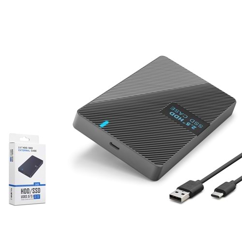 HADRON HDX1793 2.5 İnç SATA HDD/SSD Harici Disk Kutusu USB 3.0 Type-C - Siyah