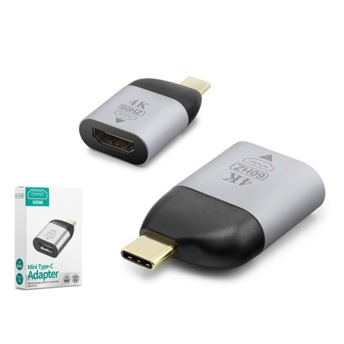 HADRON HDX2352 Type-C To Hdmi F Çevirici 4K 60Hz Gri
