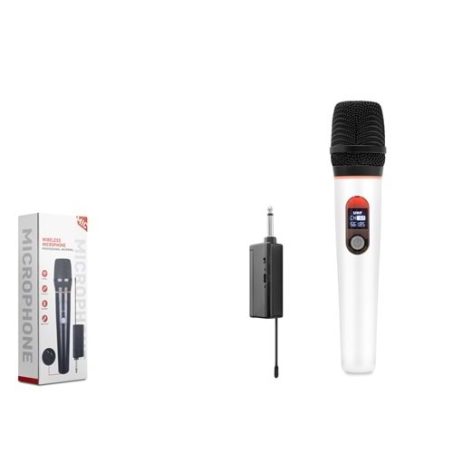 HADRON HDX2790B Kablosuz UHF El Mikrofonu 6.35 mm - Beyaz