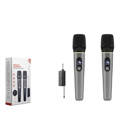 HADRON HDX2791G Kablosuz UHF El Mikrofonu 2 Li Set 6.35 mm - Gri