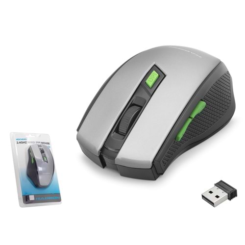 HADRON HDX3404GR Dual Mode Kablosuz Mouse 2.4 GHz Bluetooth 5.2 1600 DPI Gri Siyah (Kutu Hasarlı)