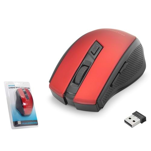 HADRON HDX3404RR Dual Mode Kablosuz Mouse 2.4 GHz Bluetooth 5.2 1600 DPI Kırmızı Siyah (Kutu Hasarlı)