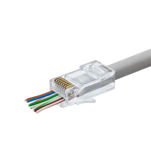HADRON HDX5044 CAT5 EZ RJ45 Konnektör 100 Adet Paket - Şeffaf