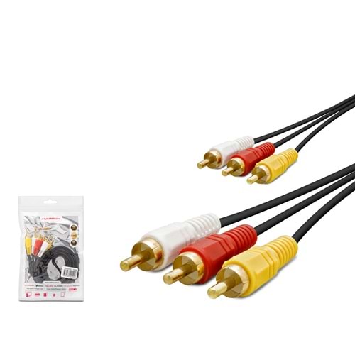 HADRON HDX5057 3 RCA Görüntü ve Ses Kablosu 10 m - Siyah