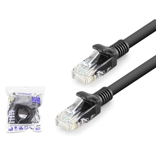HADRON HDX5074 Cat6 Ethernet Patch Kablosu 1 Gbps 250 MHz 15 m - Siyah