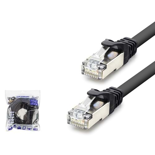HADRON HDX5095 Cat7 Ethernet Patch Kablosu 10 Gbps 600 MHz 15 m - Siyah