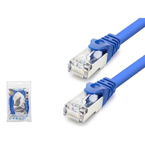 HADRON HDX5099 Cat7 Ethernet Patch Kablosu 10 Gbps 600 MHz 1 m - Mavi