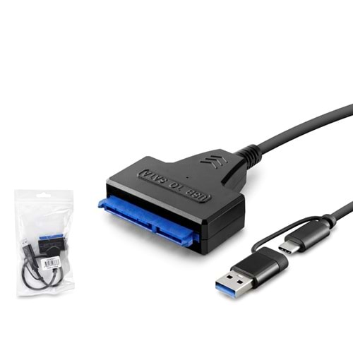 HADRON HDX5571 Type-C ve USB to SATA HardDisk Dönüştürücü Kablosu 37 cm - Siyah