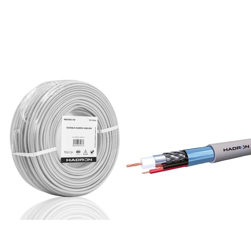 HADRON HDX5580-100 CCTV Kablo Mini Coax ECO CCA 2x0.50 mm 100 m - Gri