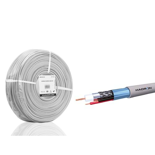 HADRON HDX5580-250 CCTV Kablo Mini Coax ECO CCA 2x0.50 mm 250 m - Gri