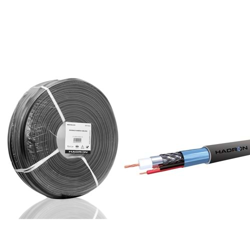 HADRON HDX5582-250 CCTV Kablo Mini Coax ECO CCA PE 2x0.50 mm Dış Mekan 250 m - Siyah