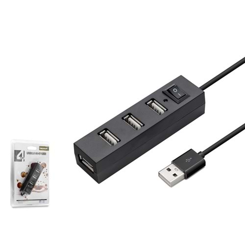 HADRON HDX7003 USB Hub Anahtarlı 4 Port 480 Mbps Siyah