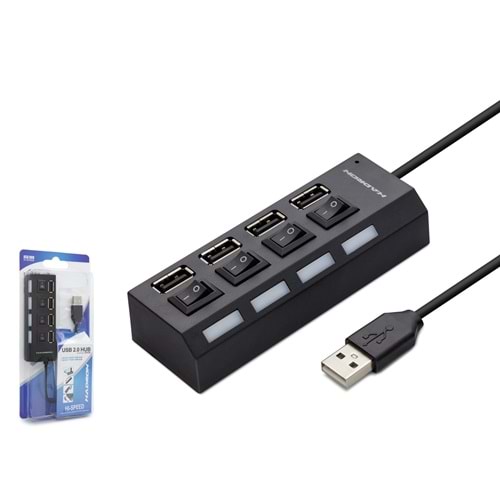 HADRON HDX7008 USB Hub Anahtarlı 4 Port 480 Mbps Siyah