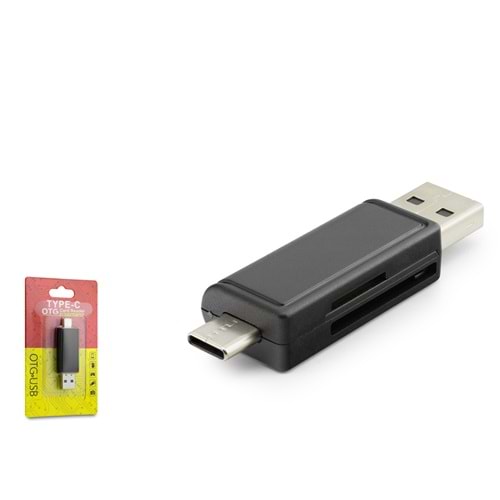 HADRON HDX7026 USB Type-C Kart Okuyucu SD MicroSD Siyah