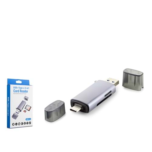 HADRON HDX7031 USB Type-C 3.0 Kart Okuyucu SD MicroSD Gri