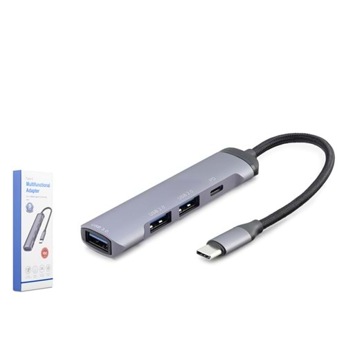 HADRON HDX7040 Type-C 3.0 PD Hub 4 Port 5 Gbps Gri