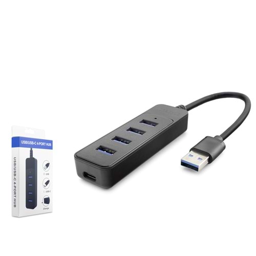 HADRON HDX7046 USB 3.0 Hub 4 Port 480 Mbps Siyah