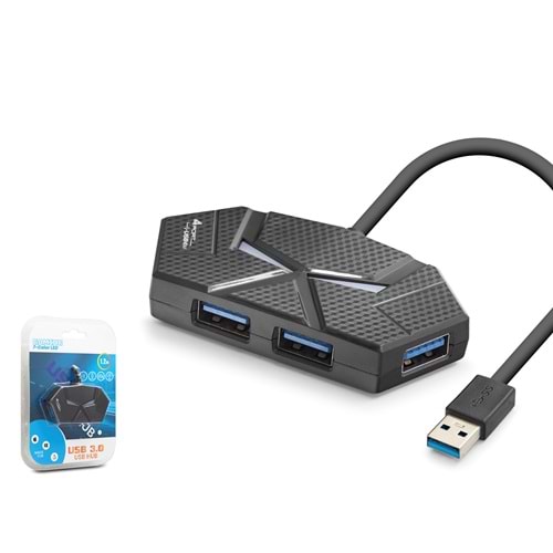 HADRON HDX7050 USB 3.0 Gaming Hub RGB 4 Port 5 Gbps 1.2 m Siyah