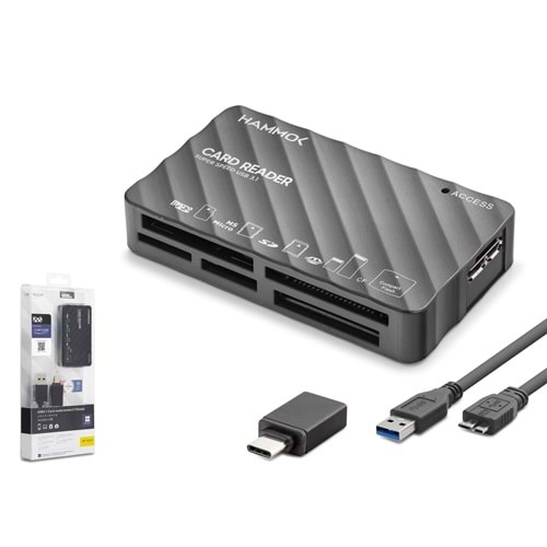 iETOP HDX7064 USB Type-C 3.1 All in One Gen1 Kart Okuyucu CF SD MicroSD MS XD 5 Gbps Siyah