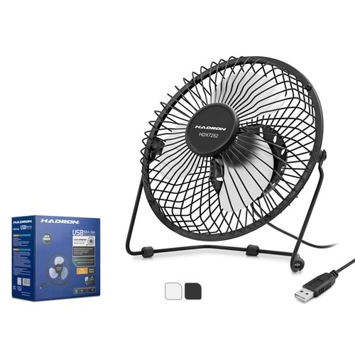 HADRON HDX7252 USB Metal Vantilatör 18 cm - Siyah Beyaz