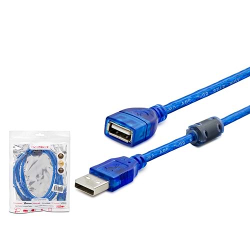 HADRON HDX7535 USB Uzatma Kablosu 3 m - Şeffaf Mavi