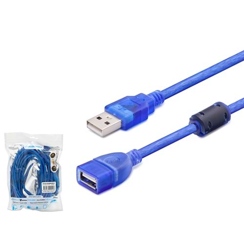 HADRON HDX7536 USB Uzatma Kablosu 5 m - Şeffaf Mavi
