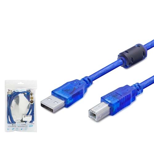 HADRON HDX7544 USB Printer Kablosu 5 m - Şeffaf Mavi