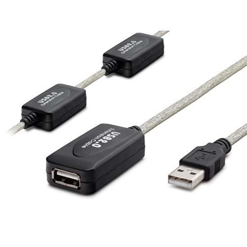 HADRON HDX7546 USB Uzatma Kablosu 25 m - Silver Siyah