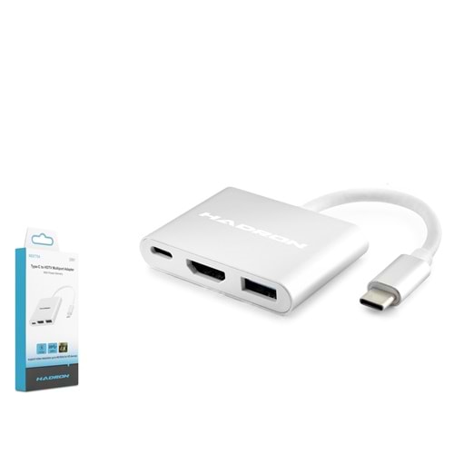 HADRON HDX7764 Type-C Combo Hub HDMI 4K USB 3.0 PD 3 Port Gri