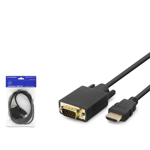 HADRON HDX7795R HDMI to VGA Görüntü Kablosu 1080p 1.8 m Siyah (Kutu Hasarlı)