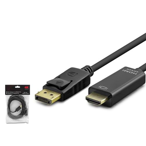 HADRON HDX7797 DisplayPort to HDMI Görüntü Kablosu 4K 30 Hz 3 m - Siyah