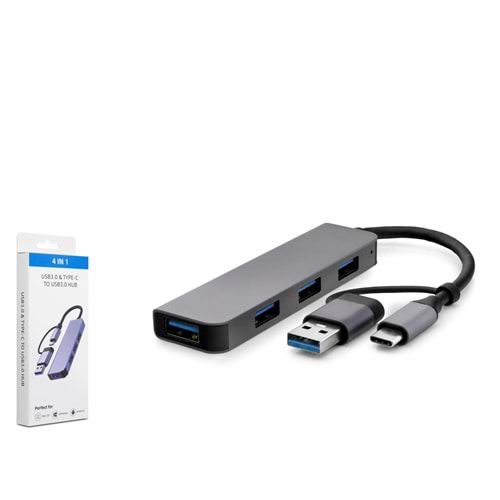 HADRON HDX7825 USB Type-C 3.0 Hub 4 Port Siyah