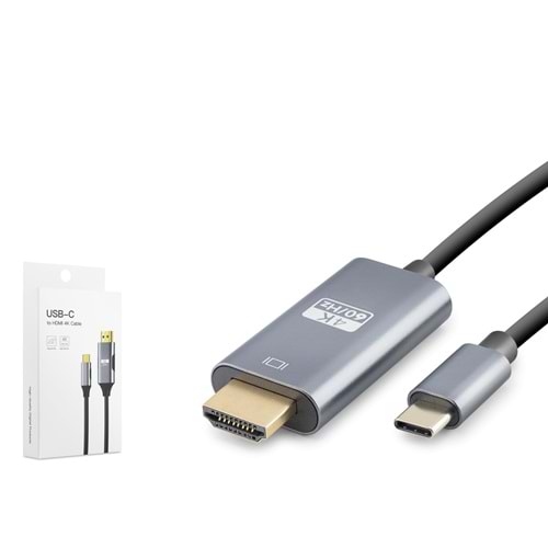 HADRON HDX7837 Type-C to HDMI Görüntü Kablosu 4K 60 Hz 1.8 m - Gri