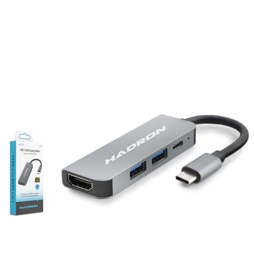 HADRON HDX7840 Type-C Combo Hub HDMI 4K USB 3.0 PD 4 Port Gri
