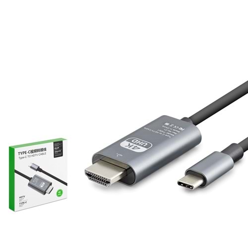 HADRON HDX7853 Type-C to HDMI Görüntü Kablosu 4K UHD 30 Hz 1.8 m - Gri