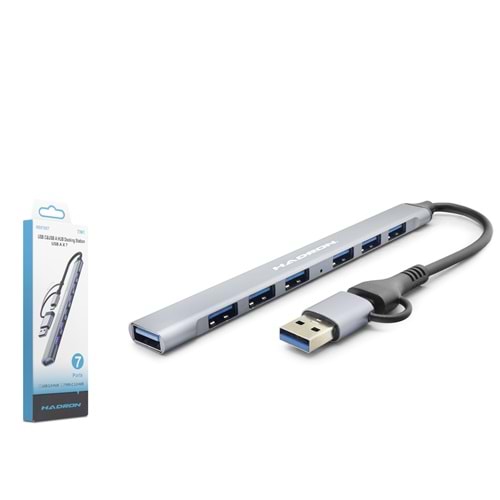 HADRON HDX7857 USB Type-C 3.0 Hub 7 Port Gri